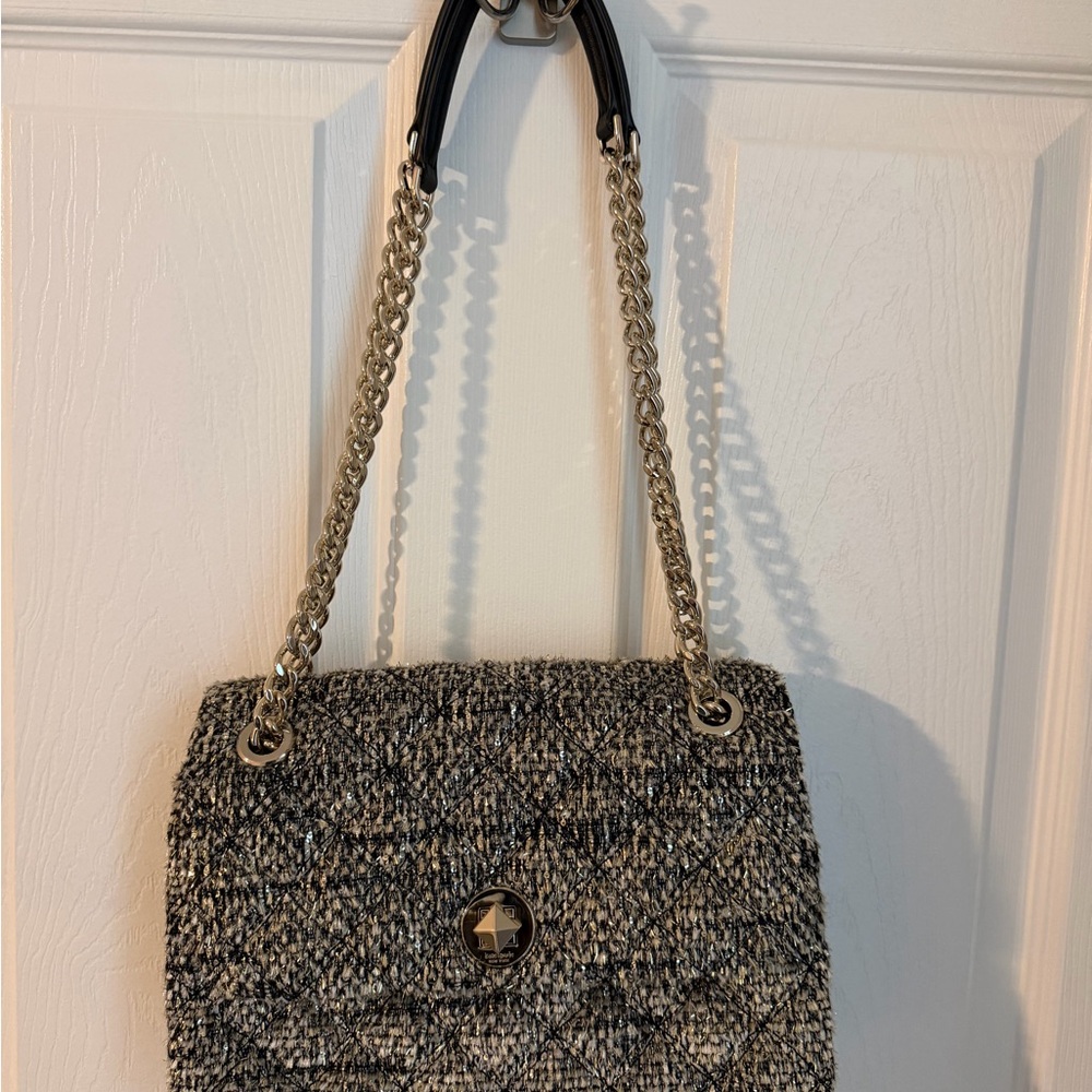 Kate Spade Black and Gray Tweed Shoulder Bag